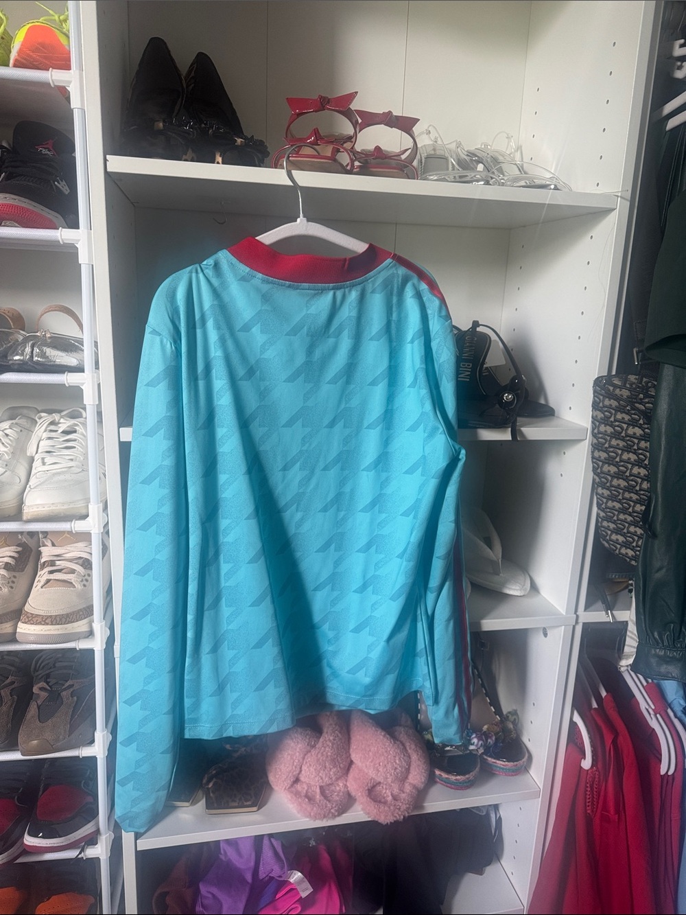 Viral Adidas Light Blue & Red Graphic Long Sleeve Top - Picture 4 of 4